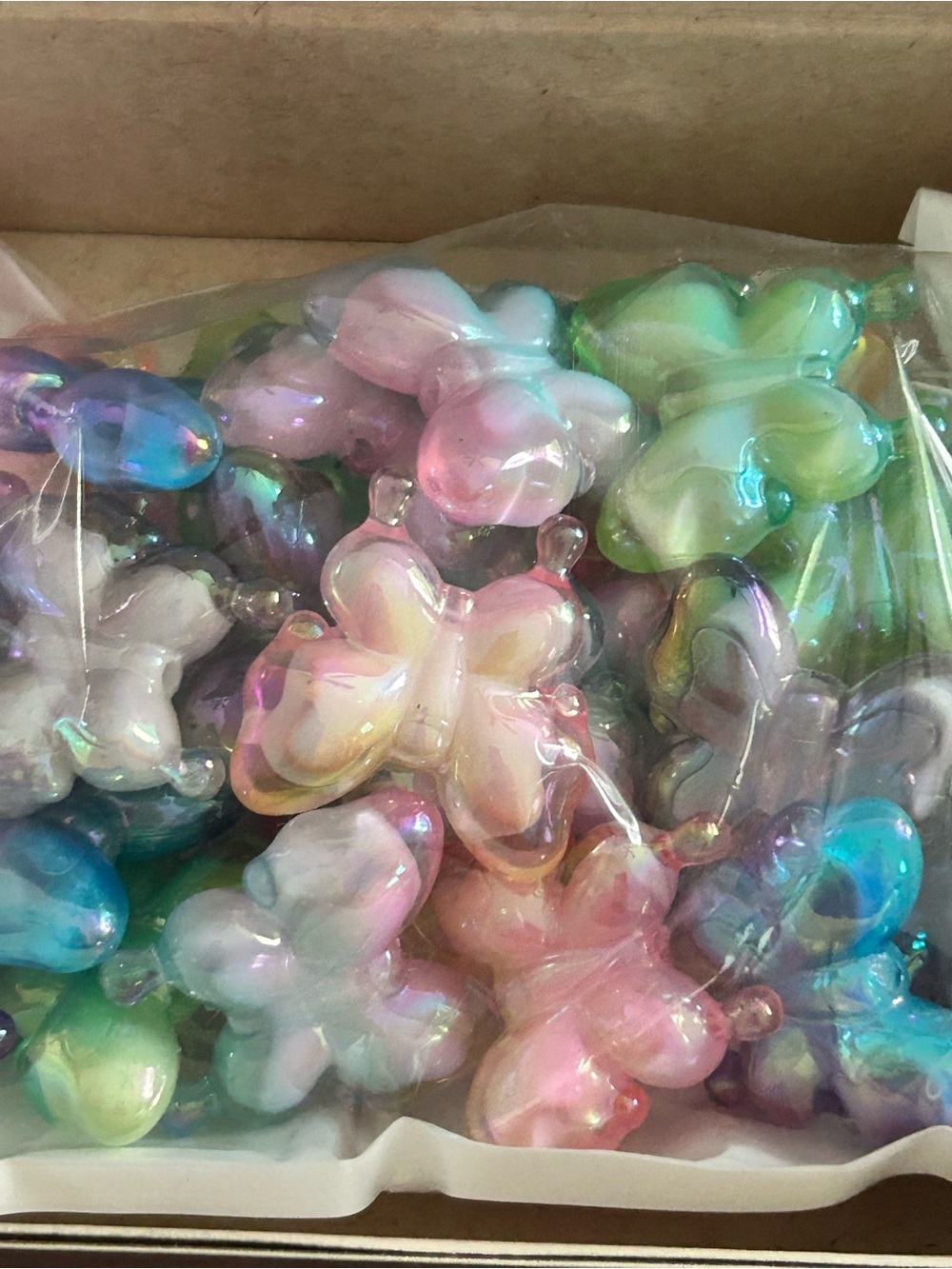 4/$50 Iridescent Pastel Butterfly Charms - Multi Color